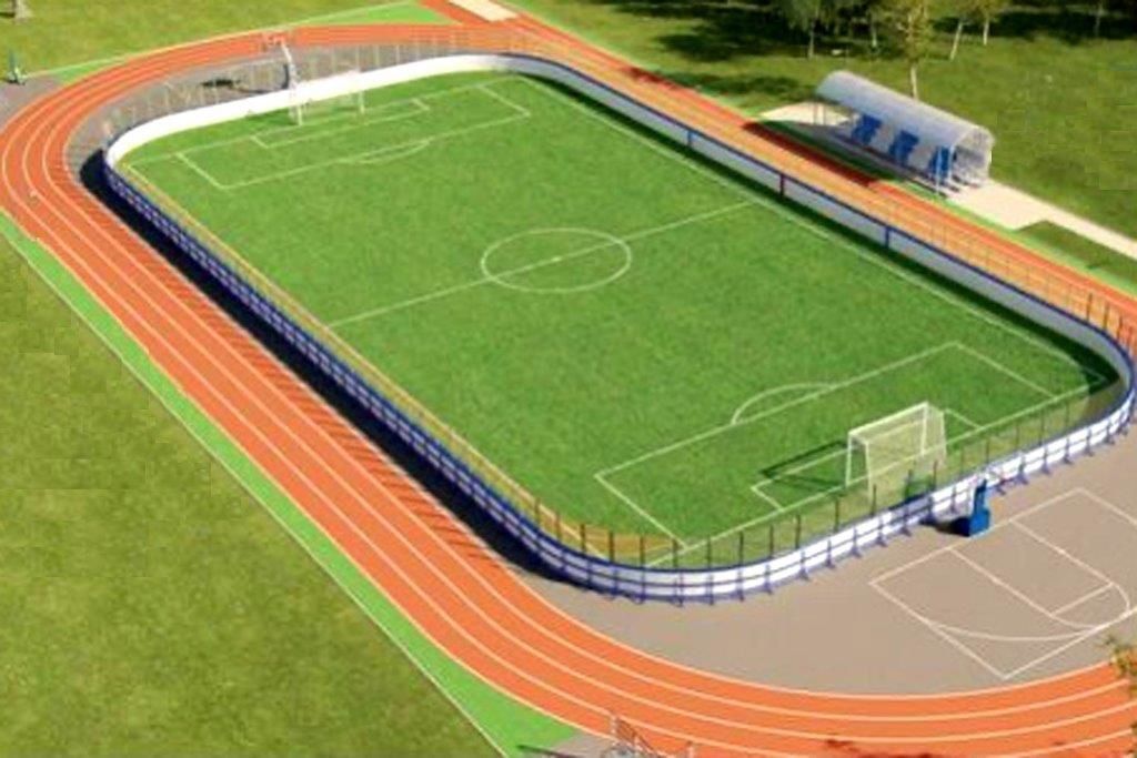 Stadionin lähelle tehdään neljä 200 metrin juoksurataa ja asennetaan kuntoilulaitteita. Kuva: Karjalan parlamentin VKontakte-sivu