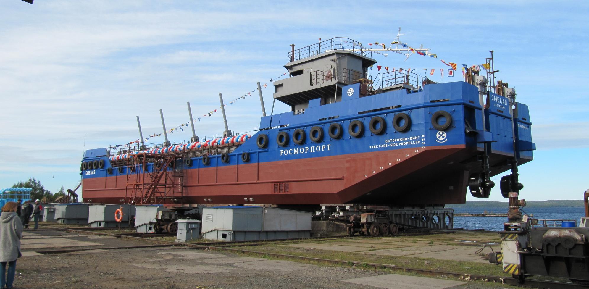 Vuosina 2015- 2019 Äänisen laivatelakalta valmistui kaikkiaan 18 erityppistä alusta.Kuva: Karjalan Sanomien arkisto